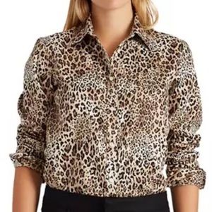Chaps by Ralph Lauren Leopard Animal Print Long Sleeve Shirt